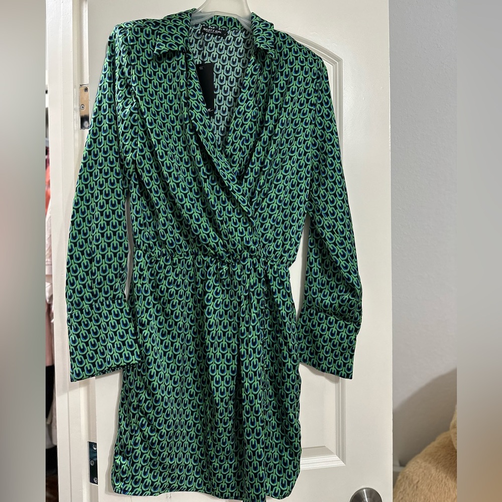 Nasty Gal retro printed wrap dress